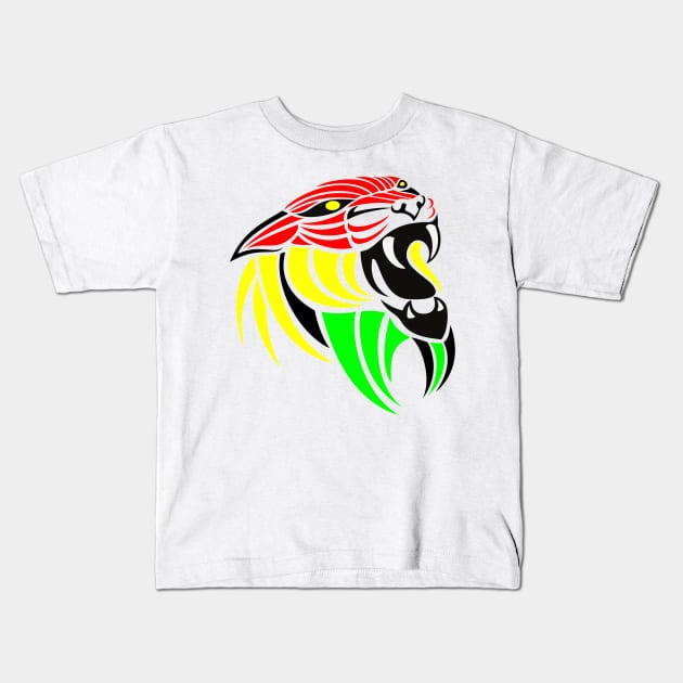 Tribal Reggae Lion Kids T-Shirt by ddtk
